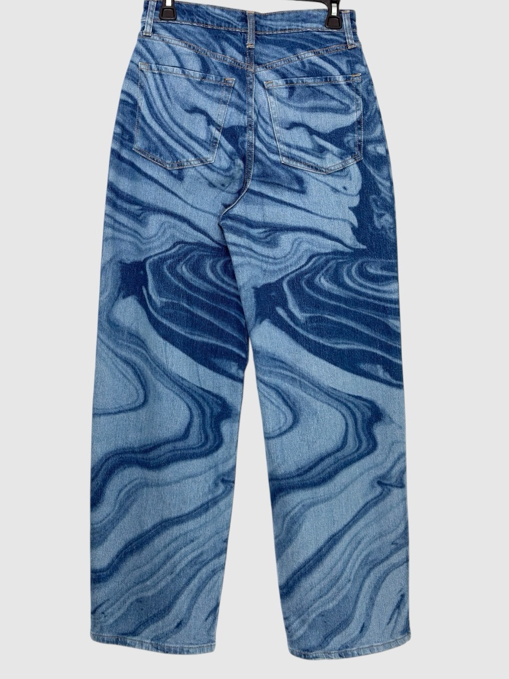 Wild Fable Baggy Wide Leg Jeans Blue Fluid Print Swirl Warped Psychedelic Y2K S - Picture 2 of 8